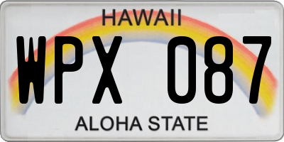 HI license plate WPX087