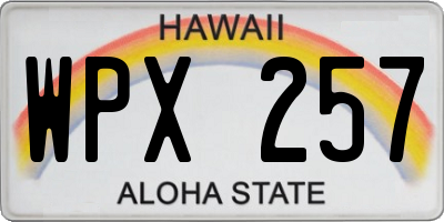 HI license plate WPX257