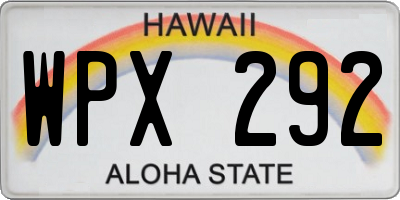 HI license plate WPX292