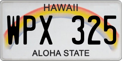 HI license plate WPX325