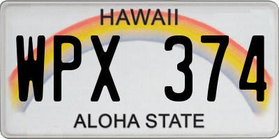HI license plate WPX374