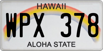 HI license plate WPX378