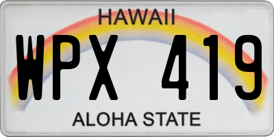 HI license plate WPX419