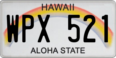 HI license plate WPX521