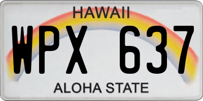 HI license plate WPX637