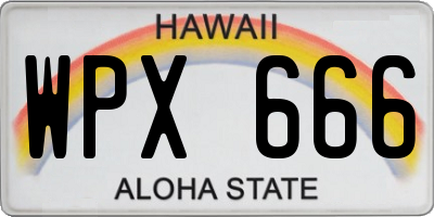 HI license plate WPX666