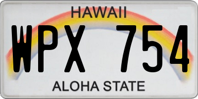 HI license plate WPX754