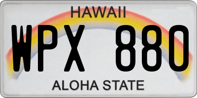 HI license plate WPX880