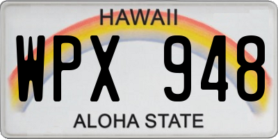 HI license plate WPX948