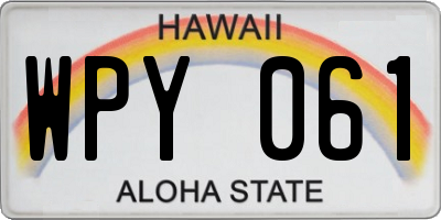 HI license plate WPY061