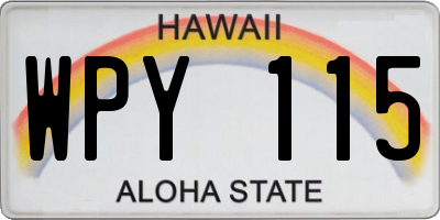 HI license plate WPY115