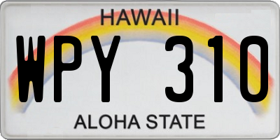 HI license plate WPY310