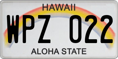 HI license plate WPZ022