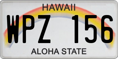 HI license plate WPZ156