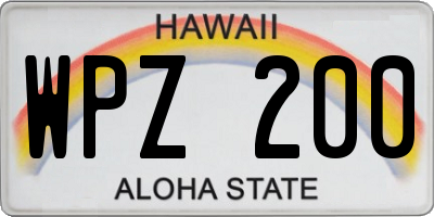 HI license plate WPZ200