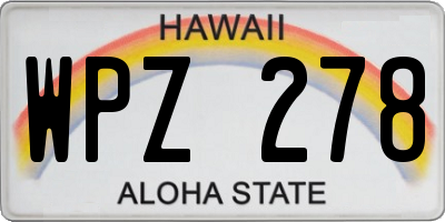 HI license plate WPZ278