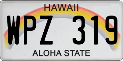 HI license plate WPZ319