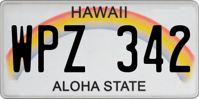 HI license plate WPZ342