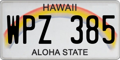 HI license plate WPZ385