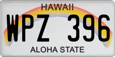 HI license plate WPZ396