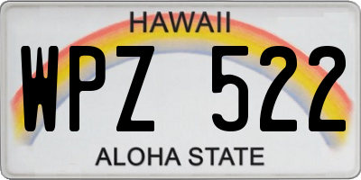 HI license plate WPZ522