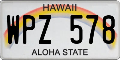 HI license plate WPZ578