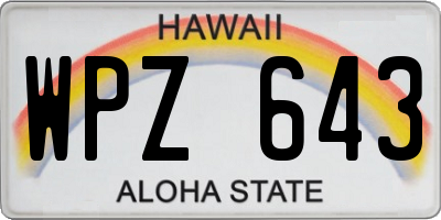 HI license plate WPZ643