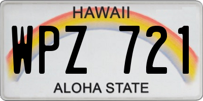 HI license plate WPZ721