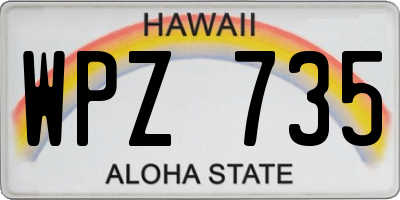 HI license plate WPZ735