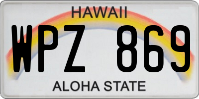 HI license plate WPZ869