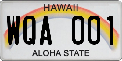 HI license plate WQA001