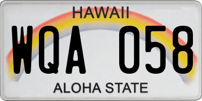 HI license plate WQA058