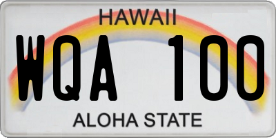 HI license plate WQA100