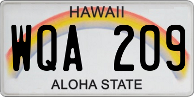 HI license plate WQA209