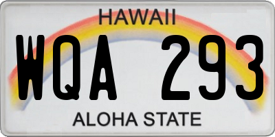 HI license plate WQA293