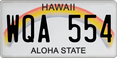 HI license plate WQA554