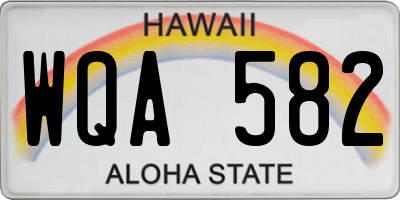 HI license plate WQA582