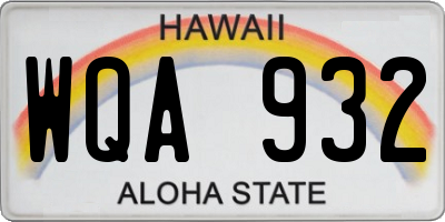 HI license plate WQA932