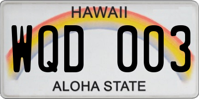 HI license plate WQD003