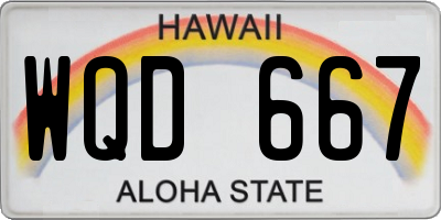 HI license plate WQD667