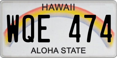 HI license plate WQE474