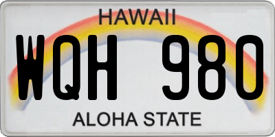 HI license plate WQH980