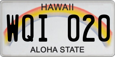HI license plate WQI020