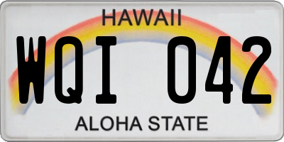 HI license plate WQI042