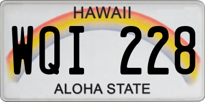 HI license plate WQI228