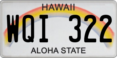 HI license plate WQI322