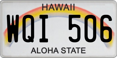 HI license plate WQI506