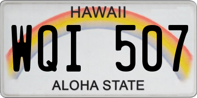 HI license plate WQI507