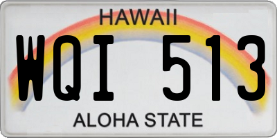 HI license plate WQI513