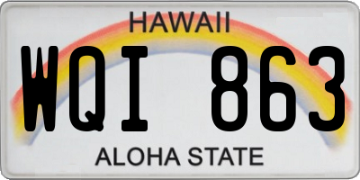 HI license plate WQI863